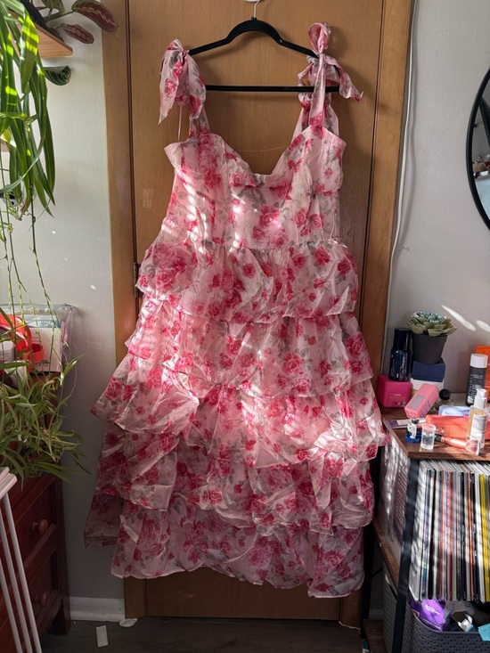 One Loved Babe Dresses & Skirts - Pink Floral Tiered Midi Dress - One Loved Babe NWT